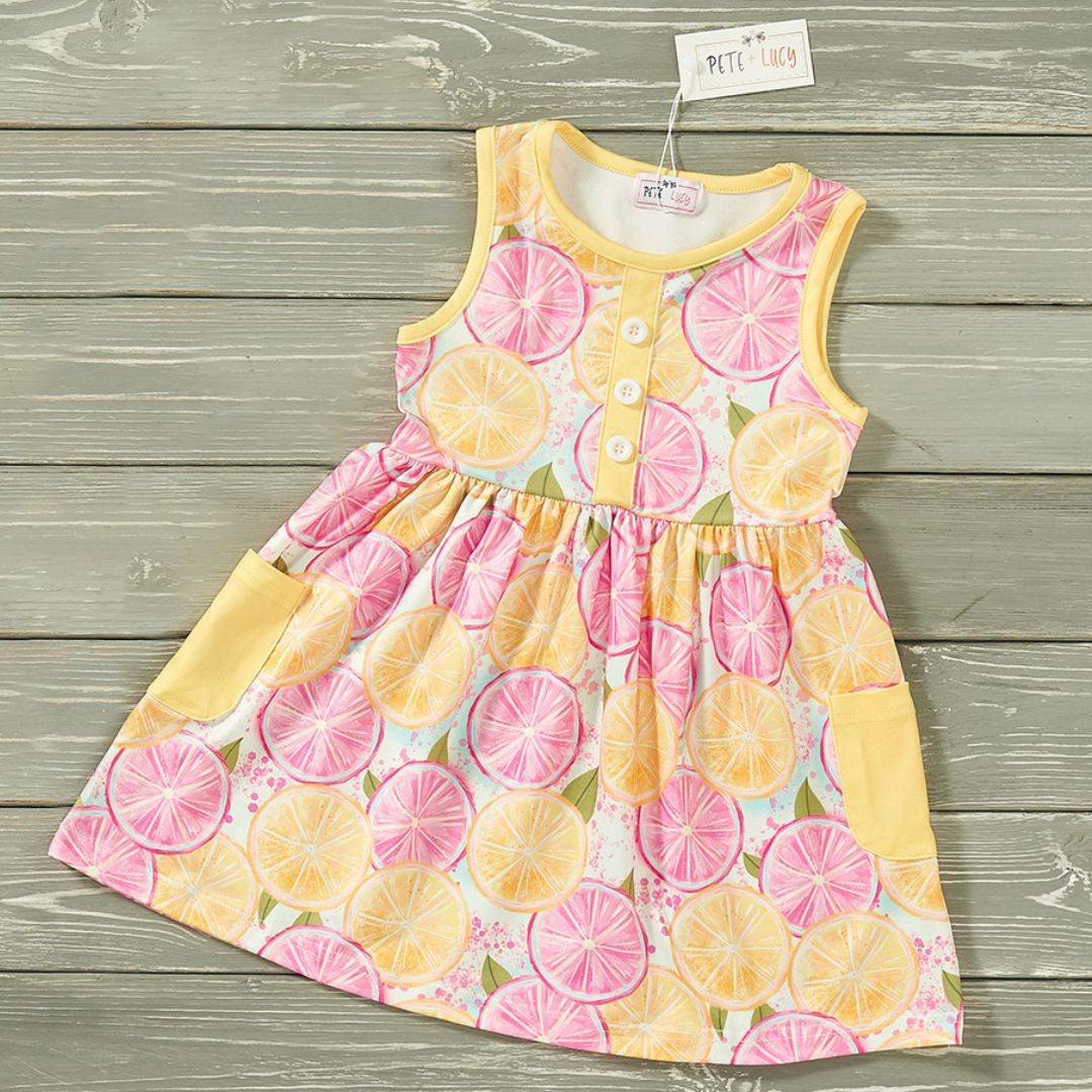 Short Sleeve Lemon Burst Dress