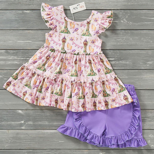 Let your hair down purple short set