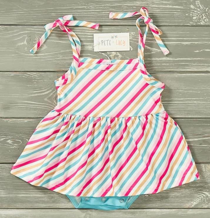 Summer Stripe- Girl Infant Romper